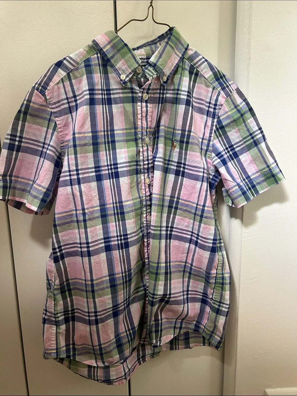 Ralph Lauren Short-Sleeve Plaid Button-Down Shirts Pink & Blue, Blue & Green
